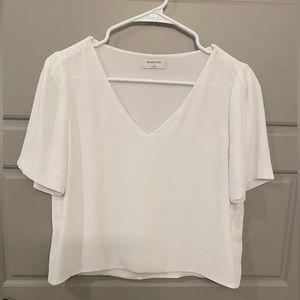 Babaton ‘Randy’ Short Sleeve Blouse in Cream / Off White